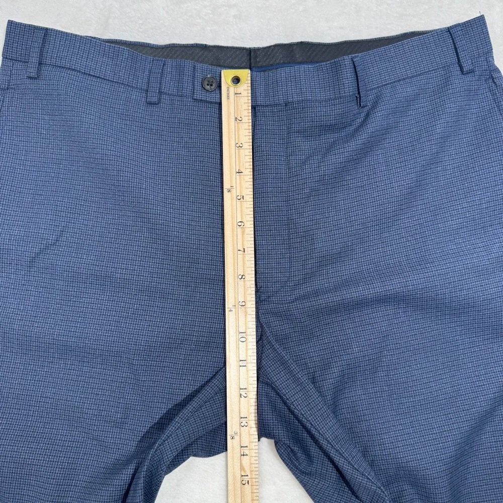 Lauren Ralph Lauren Dress Pants Mens 38 Navy Blue Houndstooth Flat Front Slim
